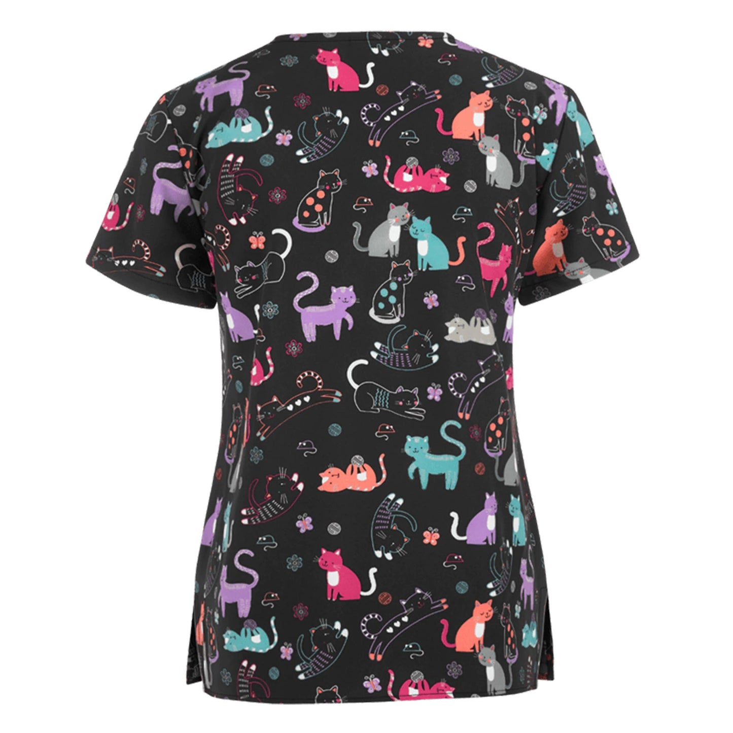 Blusa manga corta cuello V print Gatitos.