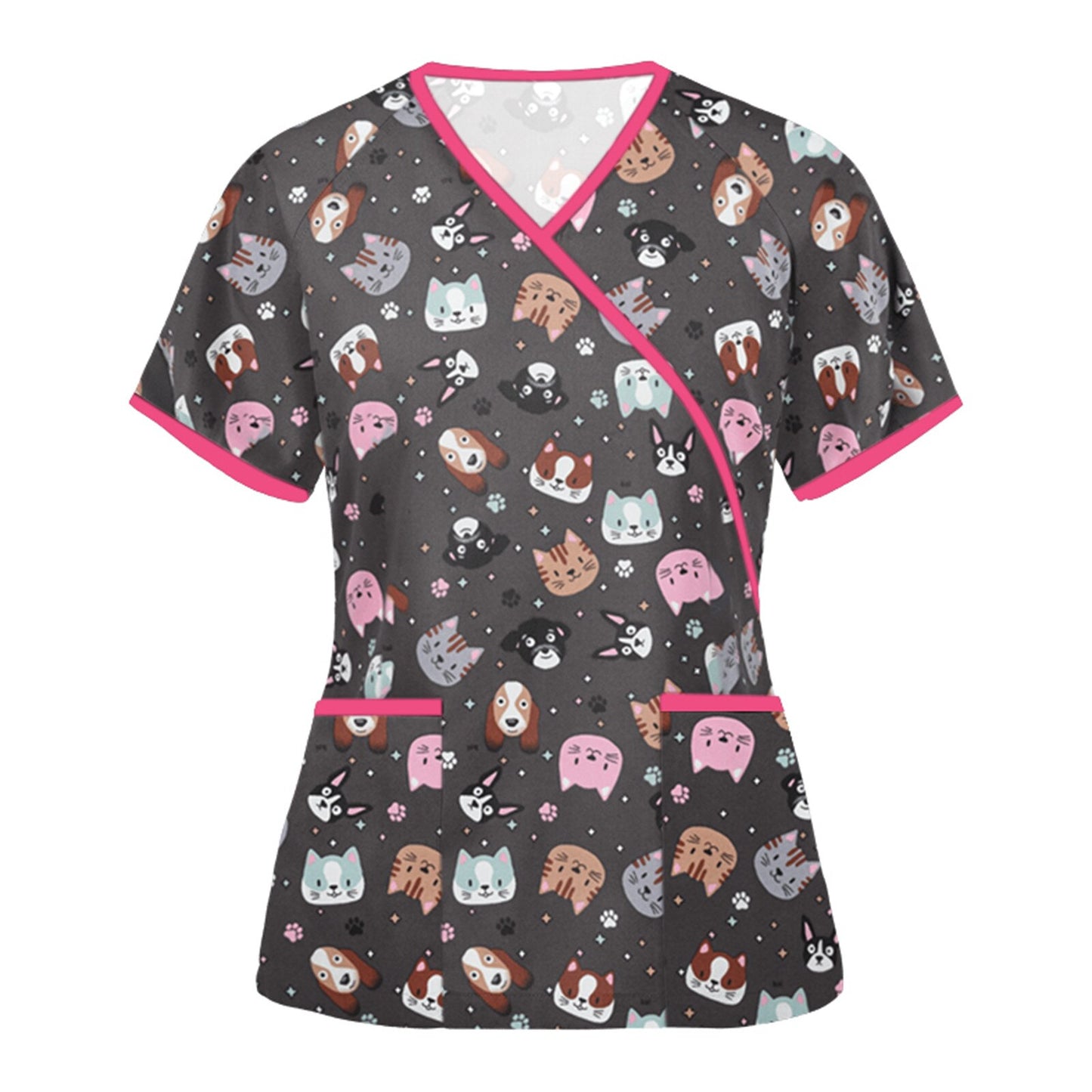 Blusa manga corta con cuello en V Cat Lover
