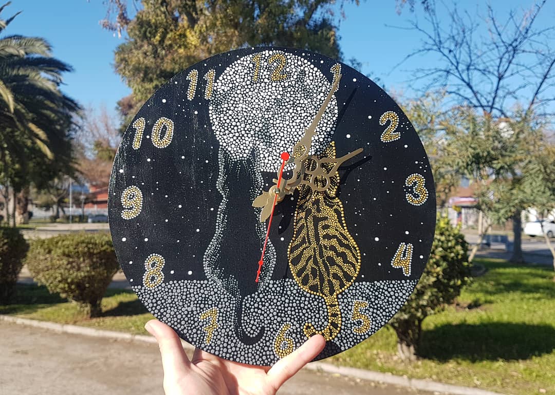 Reloj Gatos mirando la Luna