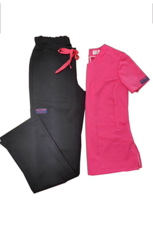 Uniforme Clínico Antibacterial Be Med Fucsia/Negro