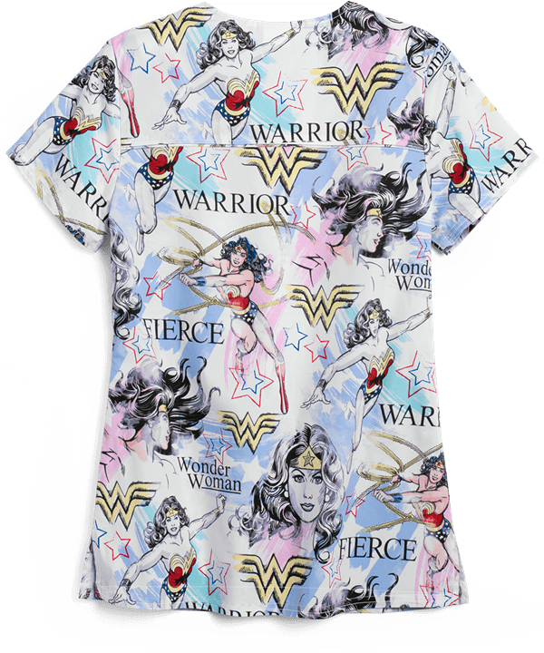 Blusa Cherokee Tooniforms DC Comics Fierce Hero "Wonder Woman" con cuello en V