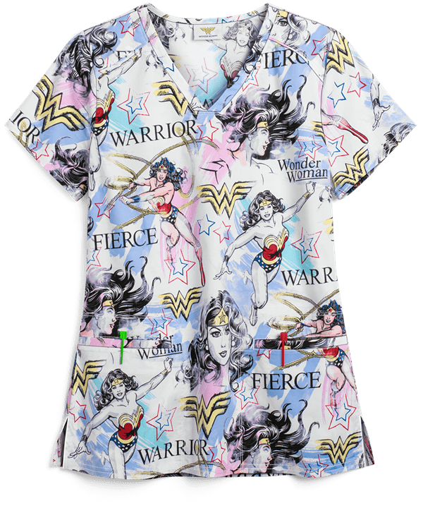 Blusa Cherokee Tooniforms DC Comics Fierce Hero "Wonder Woman" con cuello en V